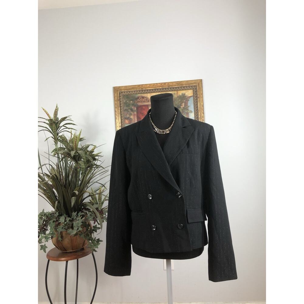 Da Costa’s Women Jacket 12 Black Metallic Striped Clueless Preppy Office Siren
